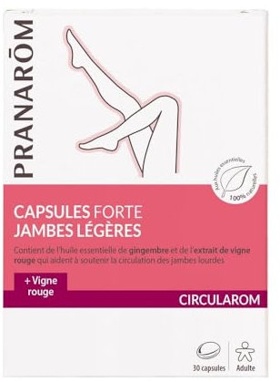 Pranarôm | Circularom | Capsules Forte Jambes Légères | Pour diminuer la sensation de jambes gonflées, lourdes et fatiguées | 30 Capsules