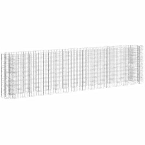 vidaXL Lit Surélevé à Gabion Parterre de Fleurs Support de Plante Jardinière Pot de Fleurs Jardin Terrasse Extérieur Fer Galvanisé 400x50x100 cm