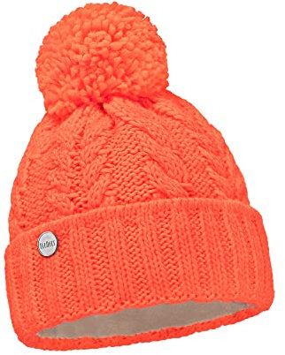 ELIMELI Damen Winter Mütze warme Strickmütze Wintermütze mit Bommel Slouch Beanie Damen für Winter Bommelmütze Hergestellt in EU Farbenauswahl 19005 (Orange Neon)