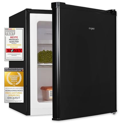 Exquisit Mini-Gefrierschrank GB05-040E schwarzPV | 33 l Nutzinhalt | Gitterablage | Wechselbarer Türanschlag | Standgerät | Kompakt