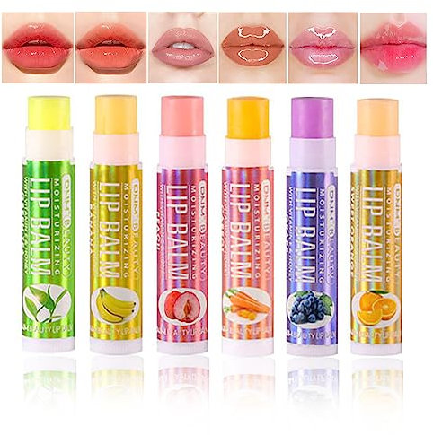 Holzsammlung Balsamo per Le Labbra, 6 Pezzi Burrocacao Alla Frutta, Lunga Durata non Sbiadisce Set Rossetto Impermeabile#04