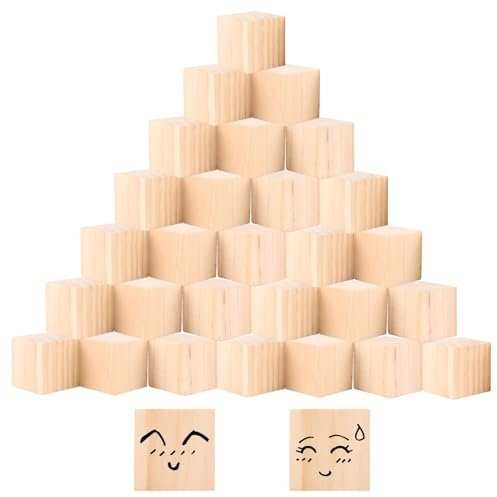 CYEER 20 Stück Holzwürfel 50x50x50mm, Groß, Blanko, Würfel Holz, Holzbausteine Natur, Unbehandelt, für DIY, Mathematik, Bausteine, Puzzle