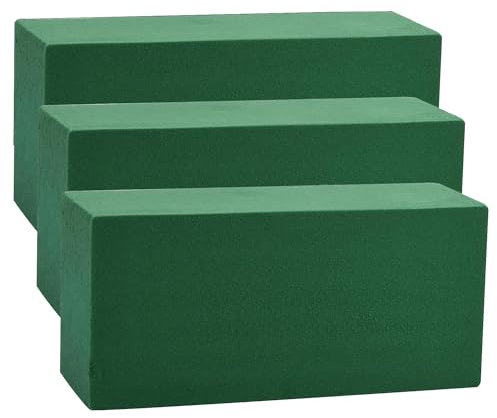 Bhina Lot de 3 Brique Mousse Florale Humide 22 x 11 x 8 cm Wet Foam Brick Block Blocs de Mousses Florales Briques Enfichables pour Compositions Florales pour Fleurs, Bouquets, Compositions, Vert
