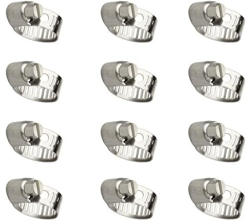 Clips de Manguera de Acero Inoxidable,12 Pcs 10-16mm Abrazaderas de Manguera Ajustables Abrazadera de Clips de Tracción para Fijacción Mangueras Tubería Agua Tubería lavadora Conexiones