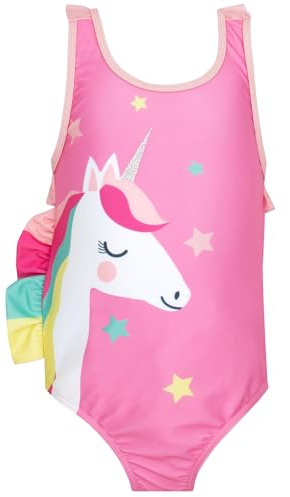 Harry Bear Bañadores Niña | Bañador para Niñas Unicornio | Bañadores De Natación Niña | Rosa 3-4 años