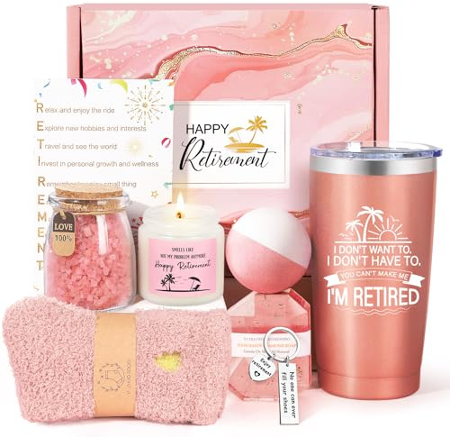 Retirement Gifts for Woman, Happy Best Retirement Gifts for Women Coworker, Teacher, Nurse, Friends, Mom, Retirees, Funny Cool 20oz Tumbler Retirement Gifts Basket for Coworkers Office & Family