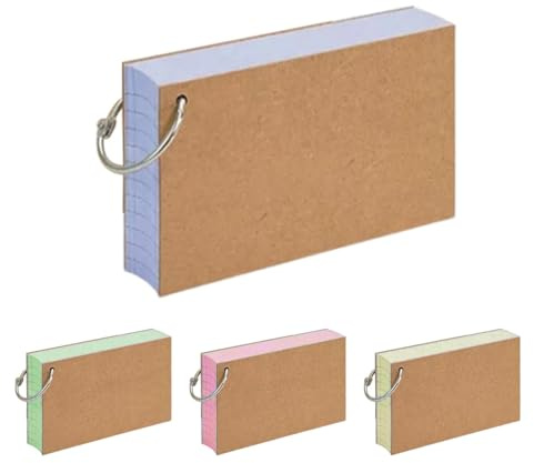 Cartes d'index lignées, 200 cartes didactiques de 7,6 x 12,7 cm avec anneaux en métal pour liste de choses à faire, registre