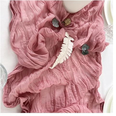 OZLCUA Runner da tavola in Garza Rustic Gauze Cheesecloth Wedding Table Runner Thin Vintage Chiffon Rust Retro for Home Holiday Dining Tablecloth Decor Lavabile Tablerunner(Rouge,90X340cm)