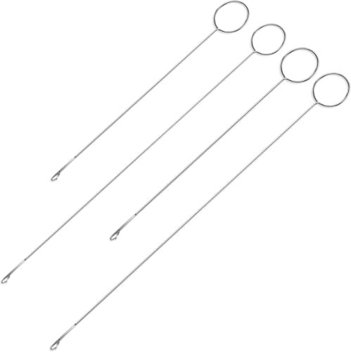 Lang Wendenadel 4 Stück Metall Schlaufenwender Nadelhaken Mit Riegel Schlaufenwender Edelstahl Kordelzug Einfädler Lange Schleife Turner für Stoff Gürtel Streifen Diy Stricken Zubehör-2 Größen
