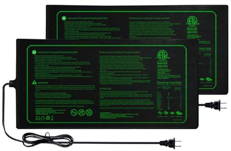 2 tappetini termici per piantine con elencato ETL, caldo tappetino riscaldante idroponico per semi, giardinaggio indoor, birra e serre, resistente e impermeabile, colore nero