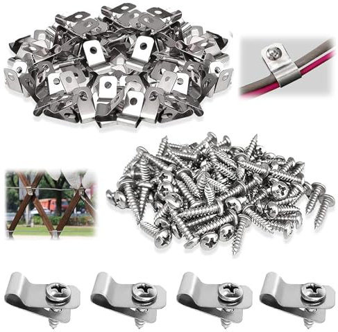 150Pcs Wire Fence Clips Wire Mesh Clips, Agricultural Fencing Mounting Clips, Stainless Steel Screw Wire Clamps with Screwsfor Welded Wire to Wood, Metal or Vinyl Fence