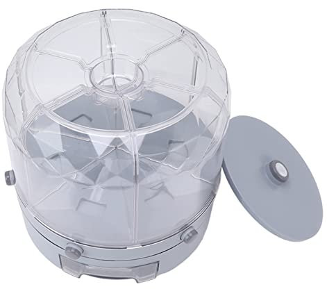 Distributore di riso rotante 13,2 libbre di capacità 6 griglia a secco contenitore di conservazione degli alimenti secchi (Gris)