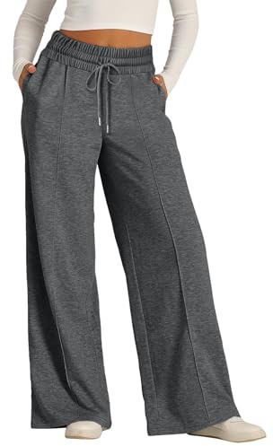 Generisch Pantalon court en velours pour femme - Jambes larges - Léger - Cordon de serrage élastique - Jambe droite - Pantalon de jogging taille basse - Pantalon baggy avec poches - Pantalon Boyfriend