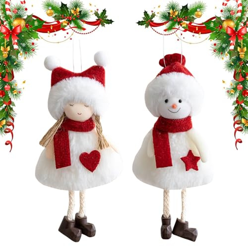 YGCHEN Bambola Angelo Appendino Pupazzo di Neve Decorazione per Albero di Natale Angelo di Natale Ciondolo Decorazione Natalizia Angel Doll Appendino Regalo Natalizio