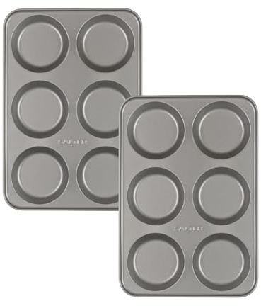 Salter Essentials Yorkshire Pudding Tray Set of 2 – 6-Cup Non-Stick Baking Trays, Rectangular Muffin Tins, Dishwasher Safe, Durable, Lightweight, PFOA-Free, Made in The UK