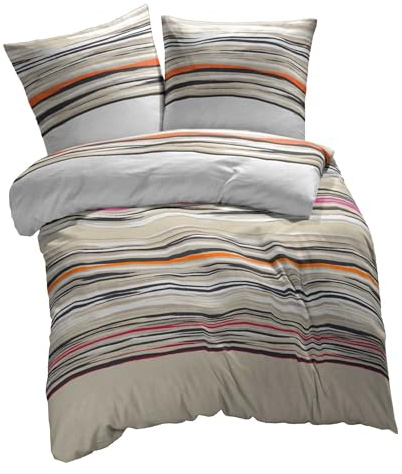 ETÉREA Renforcé Bettwäsche 200x200cm + 2X 80x80cm - 100% Baumwolle Bettbezug Jeanine natürlich weich - Bettwäsche mit Kissen 200x200cm Bettbezug + 2X 80x80cm Kissenbezug 3teilig - OEKOTEX - Sand