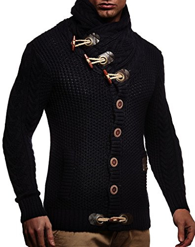 Leif Nelson Hombres Chaqueta de Punto con Cuello Chal LN-4195
