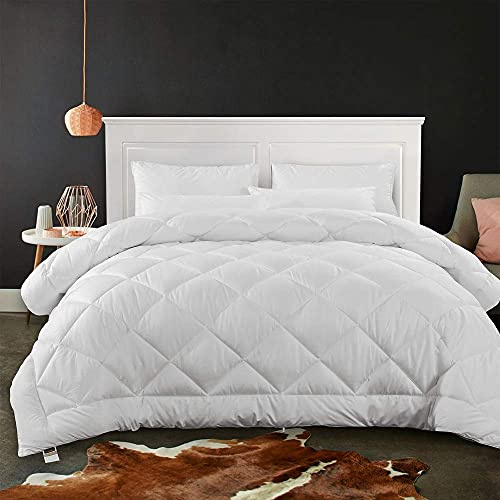 Cozynight Soft Queen Size Comforter Duvet Insert-Lightweight Down Alternative Comforter with Corner Tabs-Fluffy Breathable Machine Washable Diamond Stitching (White, 88x92)