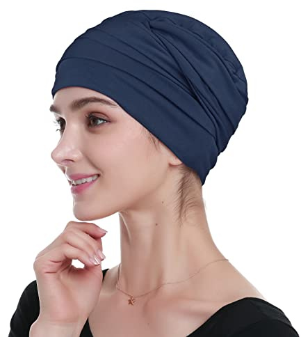 Alnorm Couvre-Chef pour Le Cancer Foulards pour Les Patients en Chimio Bleu Marine