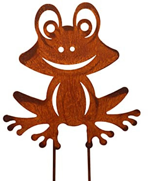 Bornhöft Décoration de jardin en forme de grenouille - En métal rouillé - 30 cm