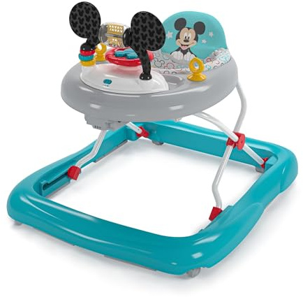 Bright Starts, Disney Baby, Mickey Mouse, Tiny Trek, Original Bestie, 2 in 1 Lauflernhilfe mit abnehmbarer Spielstation, Lichtern und Liedern, höhenverstellbar, Micky Maus, blue, 12824
