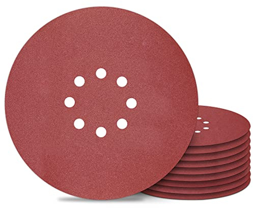 Schleifpapier 225mm Klett - 10 Stück - Körnung P180-8 Loch Schleifgitter 225 - Trockenbauschleifer Schleifscheiben für Schleifgiraffe Langhalsschleifer Wandschleifer