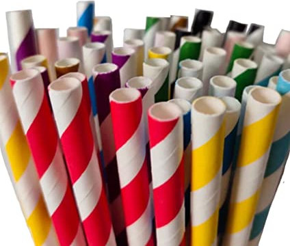 maynowax Lot 720 Pailles 100% biodégradables en papier kraft Colorés À Rayures pour toute les Fêtes, lot de plusieurs couleurs, pour un Mariage ou Anniversaire barbecue fêtes.