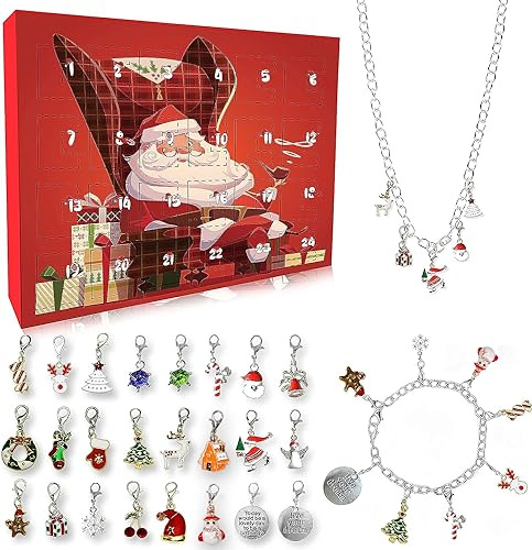 Awutzut Calendario Avvento Ragazza 2026 Regalo di Natale con Bracciale Collana e 24 Pendenti per Bambini