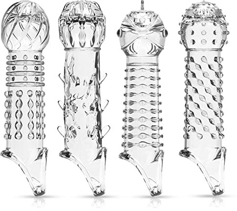 BDSMYEE Penishülle, 4 pcs Penis Sleeve,Penismanschetten für Penies.verlängerung, Penis Hülle,Penis Extender,Sex Spielzeug für Paare,Sex Toyset Herren,Sex Spielzeug für die Männer extrem