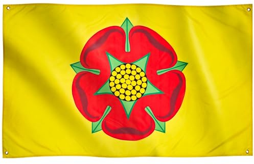 Runesol Lancashire Bandera, 91x152cm, 3ft a 5ft, Bandera De Rosa Roja, Ojal En Cada Esquina, Banderas Premium, Interior, Exterior, Colores Vivos