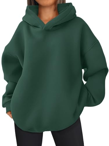 EFAN Womens Oversized Hoodies Sweatshirts Fleece Hooded Pullover Tops Sweaters Casual Comfy Fall Fashion Outfits Clothes 2025 DarkGreen L