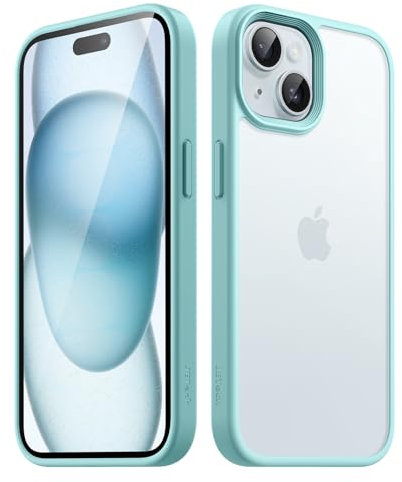 JETech Matt Hülle für iPhone 15 6,1 Zoll, Stoßfest Militärstandard FallSchutz Handyhülle, Mattierte Durchscheinende Rückseite Schutzhülle, Anti-Fingerabdruck (Hellblau)