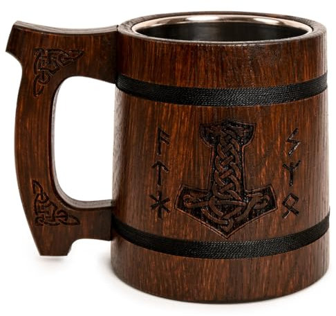 TESLYAR 0.6 Chopé Bière | Cadeau Biere | Tasse Viking | Choppe Viking | Cadeau Pour Noël | Cadeau Biere Homme | Chope à Bière | Choppe Biere | Viking Tasse | Verre Viking | Thor