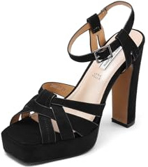 QUEEN HELENA Sandali con Plateau Scarpe con Tacco Alto Casual Eleganti Donna ZM9620 (Nero, Sistema Taglie Calzature EU, Adulto, Donna, Numero, Media, 37)