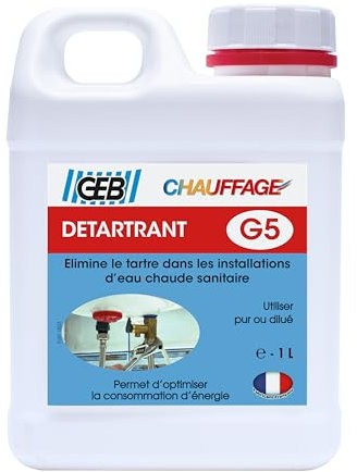 GEB Chauffage - Détartrant G5 élimine le tartre dans les installations d'eau chaude sanitaire. Optimise la consommation d'énergie - 1 litre