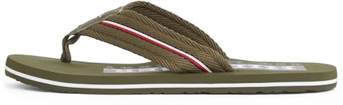 Tommy Hilfiger Herren Flip Flops Corporate Beach Sandal Zehentrenner, Grün (Army Green), 40