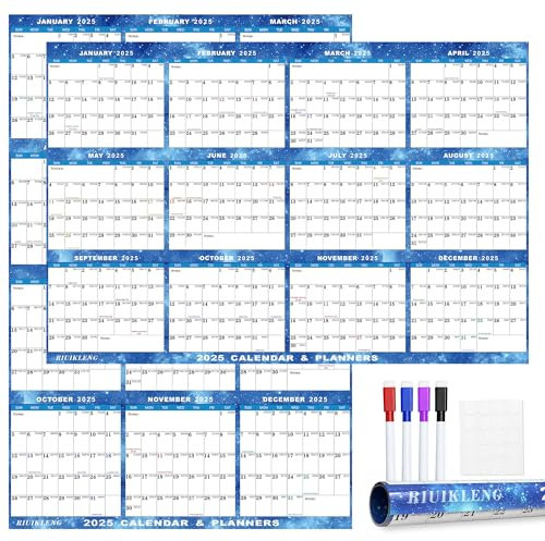 32 x 48 2026 Wall Calendar Erasable Starry Sky, Wet & Dry Erase Large Laminated Annual Yearly Planner - 12 Month Horizontal/Vertical Calendar January to December for Easy Planning, Organizing