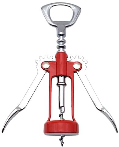 Cavatappi Colorato a Doppia Leva per Vino - Elegante e Moderno Apribottiglie Professionale, Tirabuscion per Bottiglie di Vino e Birra, Accessorio di Design Unico, Ideale Come Regalo (ROSSO)
