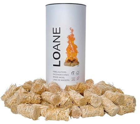 LOANE – Pastillas Encendido Chimenea – Encendedor Chimenea, Encendedor Barbacoa, Pastillas Encendido, Encendedores Ecológicos, Encendedores Naturales, Encendedores De Lana De Madera.