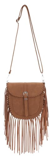 EVEOUT Borsa a Tracolla con Frange in Pelle Sintetica Opaca Borsa Spalla Bohémien Stile Western Borsa Hippie con Nappe