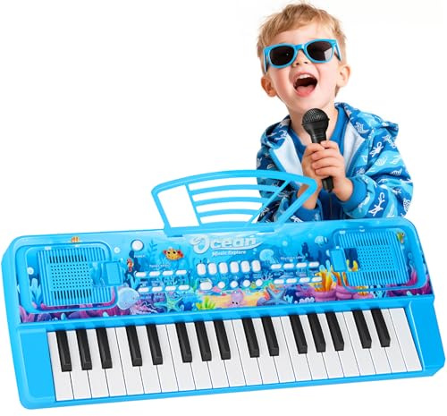 37 Key Piano Keyboard Toy for Kids with Microphone & Music Stand