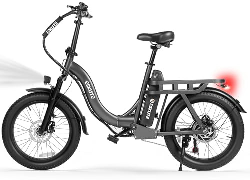 Elecby 1200W Peak Folding Electric Bike for Adults, 28MPH 48V 10.4Ah Removable Battery, 55-Mile Range, 20x3 Fat Tire, Step-Thru Ebike with Basket 7-Speed – Commuter E-Bike Grey
