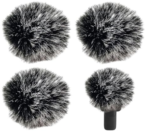 KQOZG 3 pezzi Protezione Antivento per Microfono Lavalier, Filtro Peloso, Parabrezza in Pelliccia, Windschutz Pelzig, Copertura per Microfono Lavalier, Cappuccio per Outdoor (0,5cm-1,2cm)