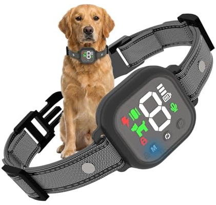No Bark Anti-Bark Dog Collar, Smart Bark Control with 4 Modes, 8 Sensitivity Levels, Rechargeable for Dogs (Black)