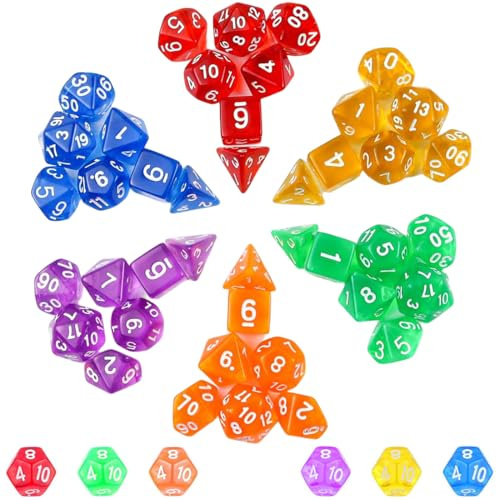 EJRUP 42 Dados de rol Poliédrico con Bolsa Negra Juego Completo de Dados Poliédricos,Reutilizable Dados DND Table Games,Dados Poliedricos para Dungeons and Dragons DND RPG MTG D20 D12 D10 D8 D6 D4