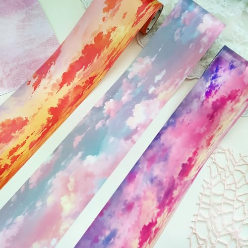 Arpaper Scrapbook Stickers 3 Rotoli Di Nastro Adesivo PET Washi Tape, Accessori Per Scrapbooking A Tema Nuvole Per Bullet Journal Fai Da Te, Album Fotografici E Scrapbooking (nuvole 1)
