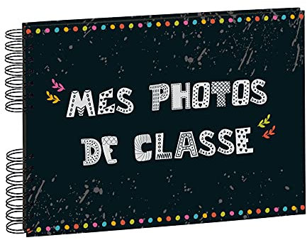 Exacompta - Réf. 16010E - 1 Album photos à spirales 50 pages noires pour photos de classe - Format 32x22 cm - couverture pelliculage brillant - 150 photos, Noir