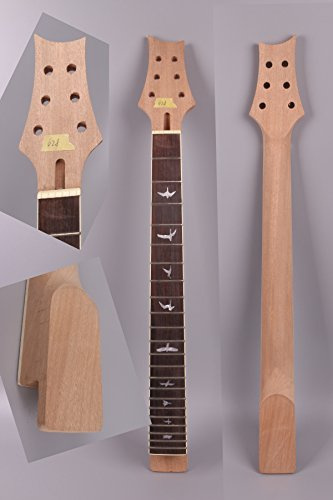 Yinfente Manico per chitarra elettrica a 22 tasti, 63,5 cm, in mogano, tastiera in palissandro, intarsio con uccello, set per chitarra fai da te
