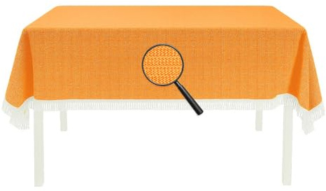 EXKLUSIV HEIMTEXTIL Gartentischdecke mit Fransen Tischdecke Classic Outdoor PVC Weichschaum rutschhemmend für Garten, Balkon, Terrasse 130x180 cm eckig orange
