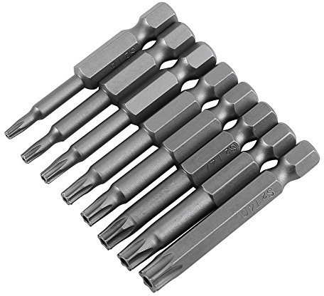 Sternkopf-Schraubendreher-Bit-Set 8-teilig S2-Legierungsstahl 1/4 Sechskantschaft magnetisch T8 T10 T15 T20 T25 T27 T30 T40 2 Zoll lange Sicherheits-Torx-Sternschraubendreher-Bits